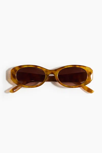 H&m Oval Sunglasses In Brown/tortoiseshell Pattern