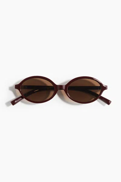 H&m Oval Sunglasses In Burgundy