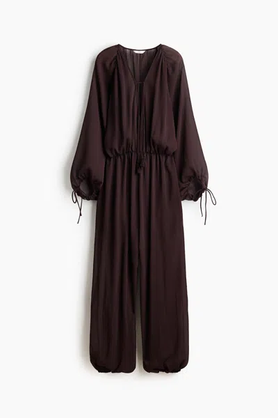H&m Oversized Balloon-leg Jumpsuit In Brown