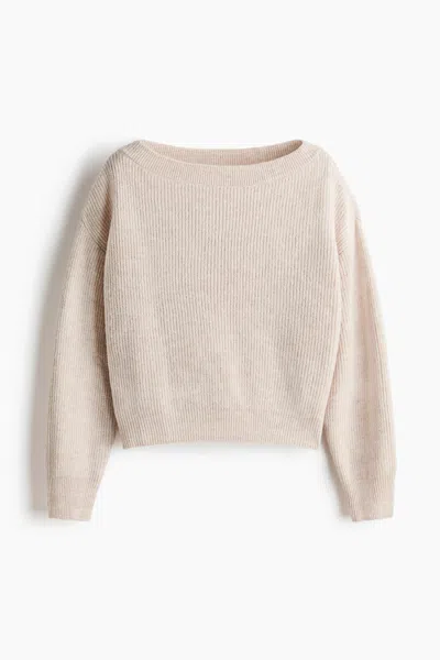 H&m Oversized Boat-neck Sweater In Neutral