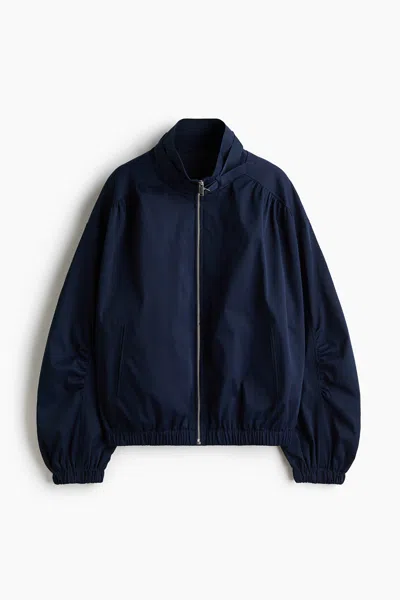 H&m Oversized Bomber Jacket In Dark Blue