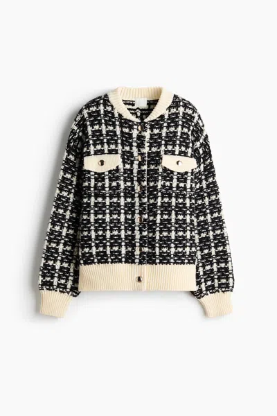 H&m Oversized Bouclé-knit Cardigan In Black