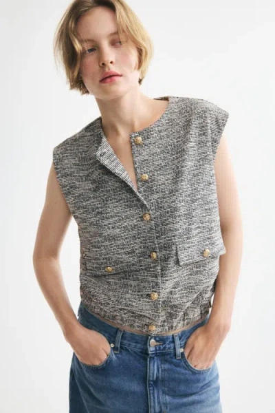 H&m Oversized Bouclé-knit Vest In Gray