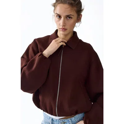 H&m Oversized Bubble-hem Jacket In Brown