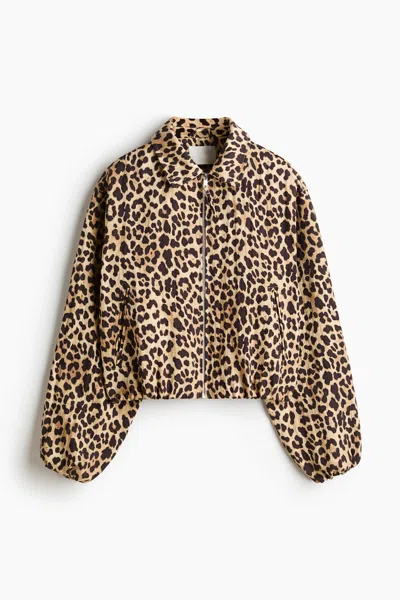 H&m Oversized Bubble-hem Jacket In Animal Print