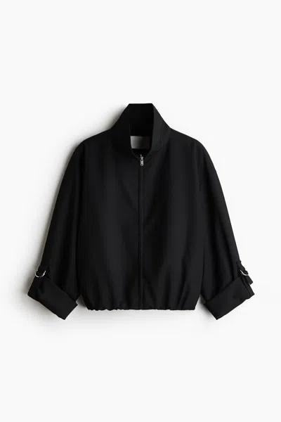 H&m Oversized Bubble-hem Jacket In Black