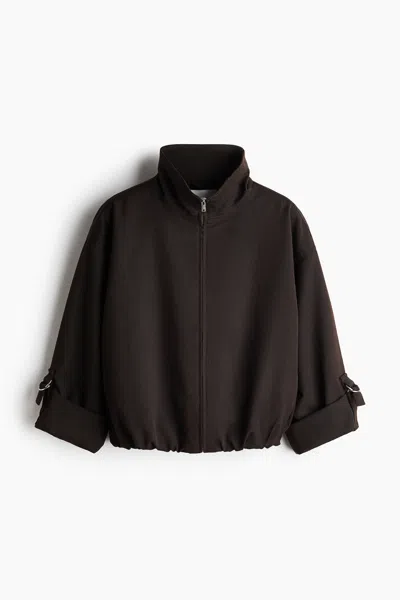 H&m Oversized Bubble-hem Jacket In Brown