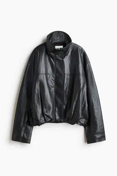 H&m Oversized Bubble-hem Jacket In Black
