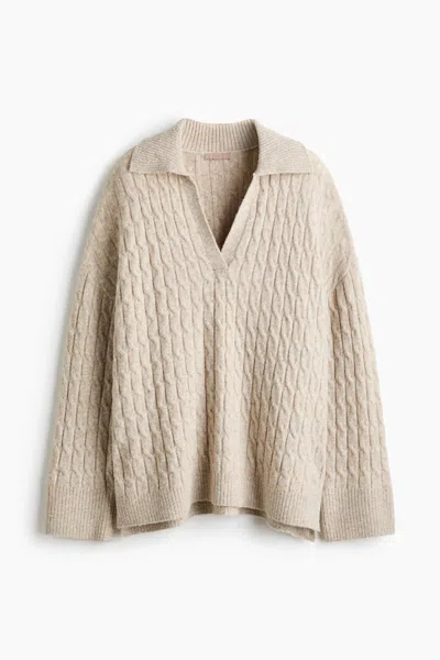 H&m Oversized Cable-knit Sweater In Neutral