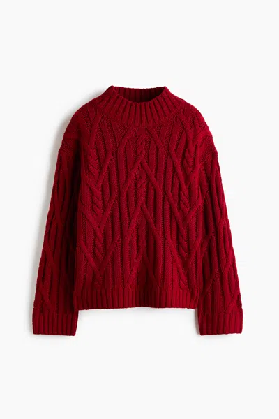 H&m Oversized Cable-knit Sweater In Red
