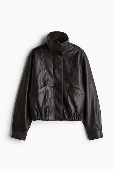 H&m Oversized Coated Jacket In Brown