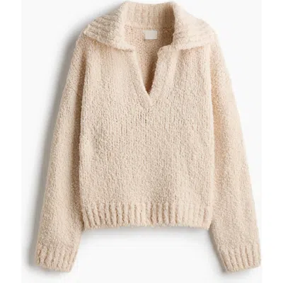 H&m Oversized Collared Jumper In Neutral