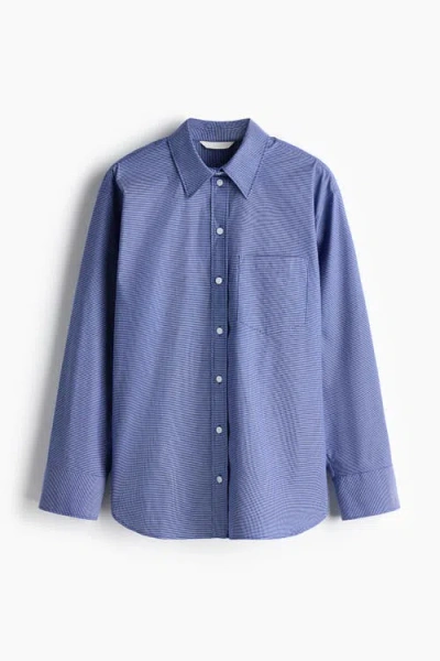 H&m Oversized Cotton Poplin Shirt In Blue