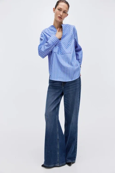 H&m Oversized Cotton Shirt In Blue