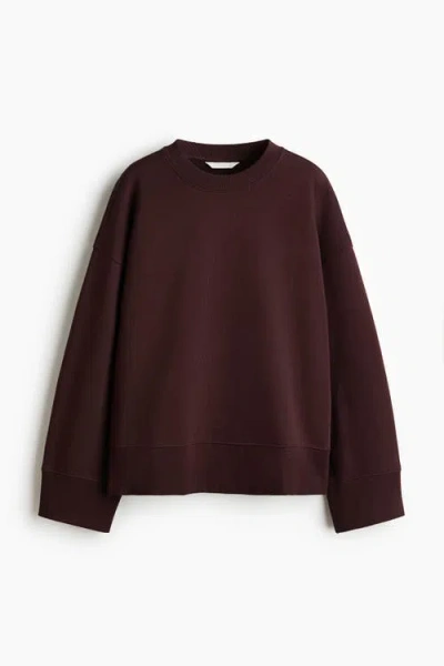 H&m Oversized Cotton Sweatshirt In Brown