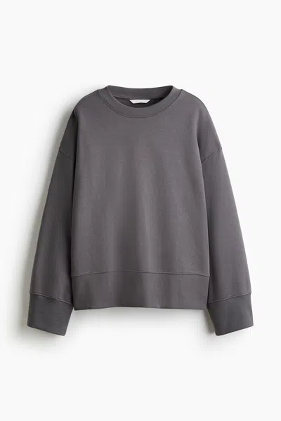 H&m Oversized Cotton Sweatshirt In Gray