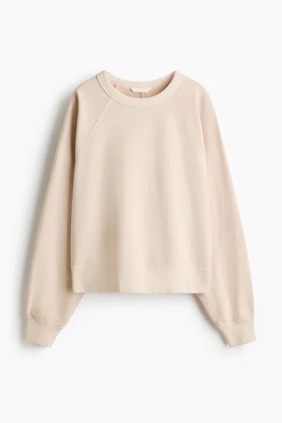 H&m Oversized Cotton Sweatshirt In Neutral