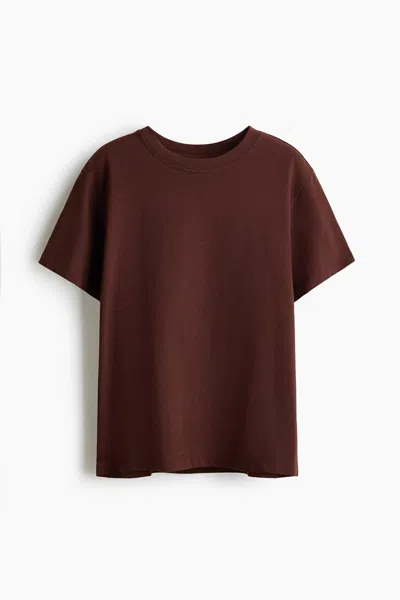 H&m Oversized Cotton T-shirt In Brown