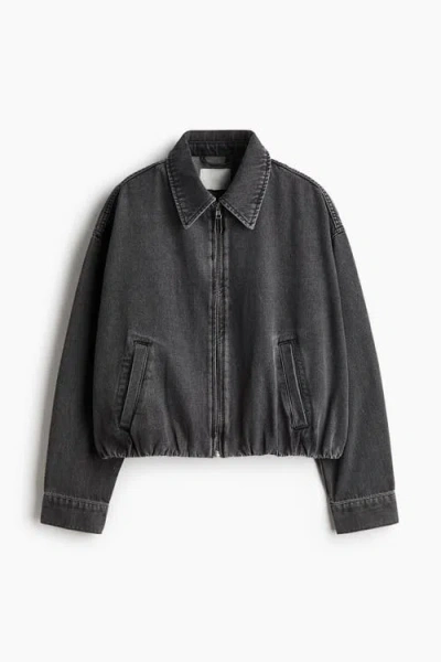 H&m Oversized Denim Jacket In Black