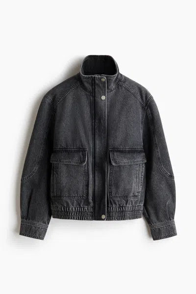 H&m Oversized Denim Jacket In Black