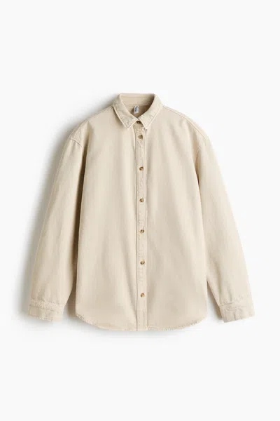 H&m Oversized Denim Shirt In Neutral