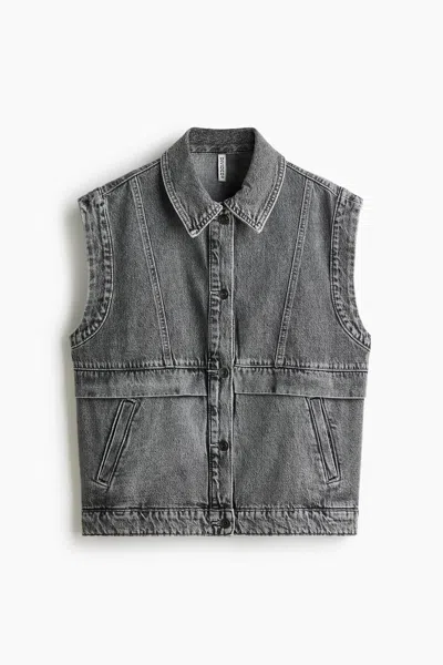 H&m Oversized Denim Vest In Gray