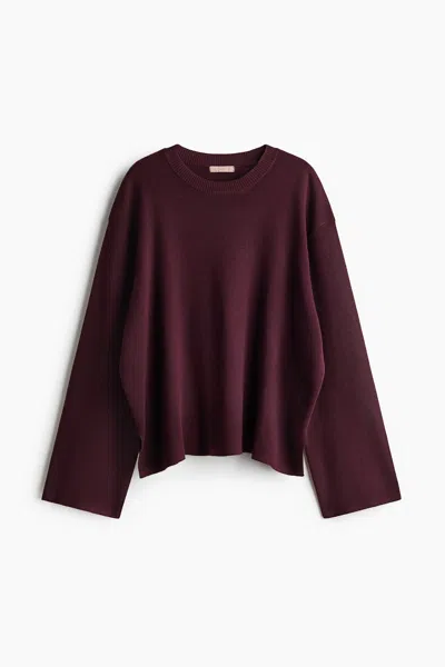 H&m Oversized Fine-knit Sweater In Burgundy