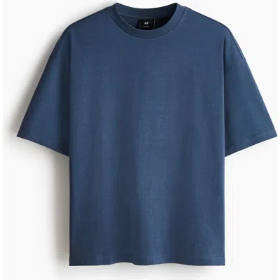 H&m Oversized Fit Cotton T-shirt In Blue