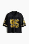 H&m Oversized Fit Printed Mesh T-shirt In Black
