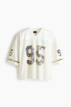 H&m Oversized Fit Printed Mesh T-shirt In White