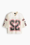 H&m Oversized Fit Printed Mesh T-shirt In White