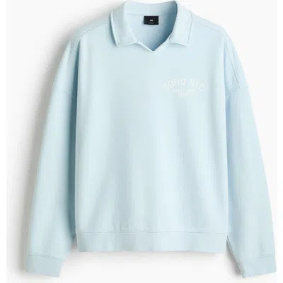 H&m Oversized Fit Rugby Sweatshirt In Blue