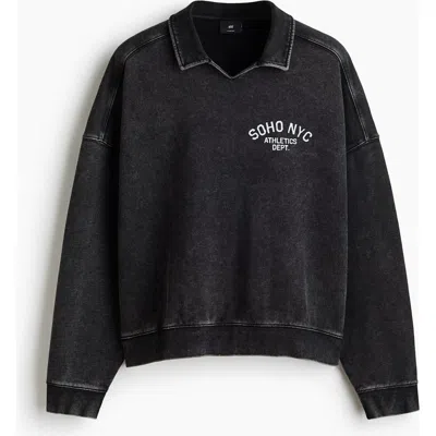 H&m Oversized Fit Rugby Sweatshirt In Black