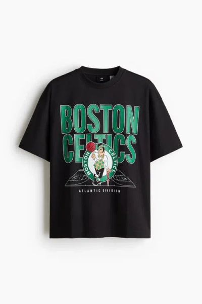 H&m Oversized Fit T-shirt In Black