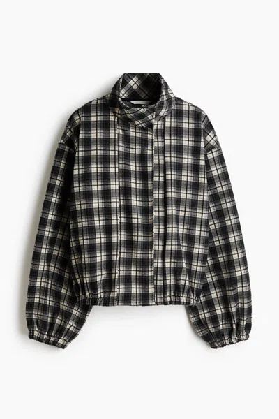 H&m Oversized Funnel-collar Jacket In Black