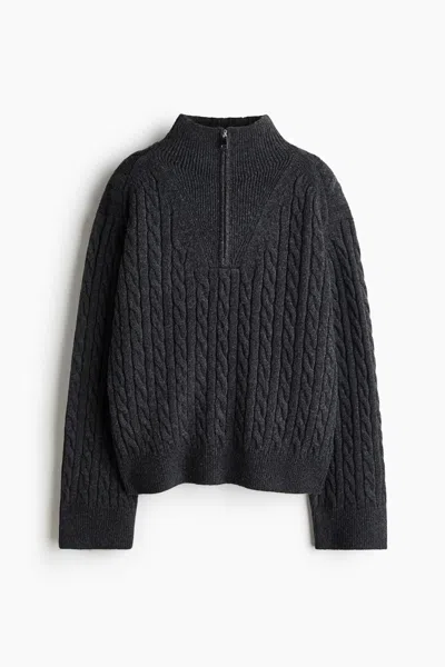 H&m Oversized Half-zip Sweater In Black