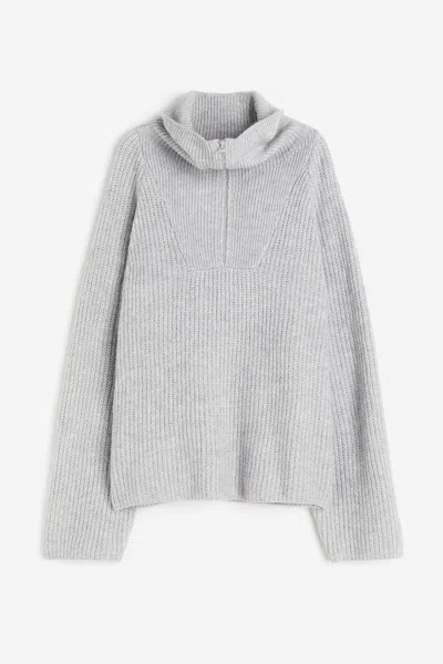 H&m Oversized Half-zip Sweater In Gray
