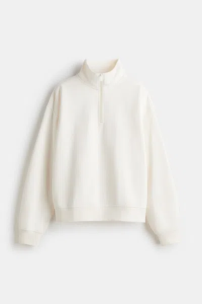 H&m Oversized Half-zip Sweatshirt In Neutral