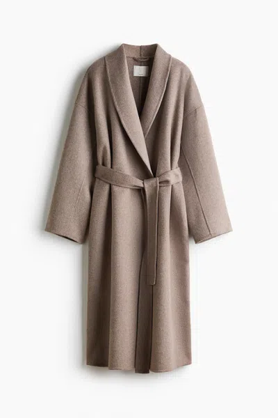 H&m Oversized Handmade Wool-blend Coat In Brown