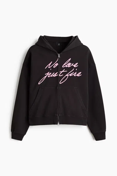 H&m Oversized Hooded Jacket In Black