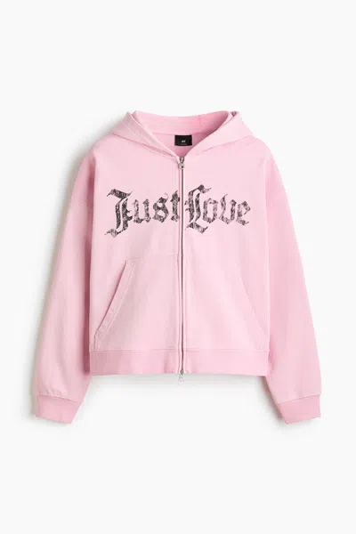 H&m Oversized Hooded Jacket In Pink
