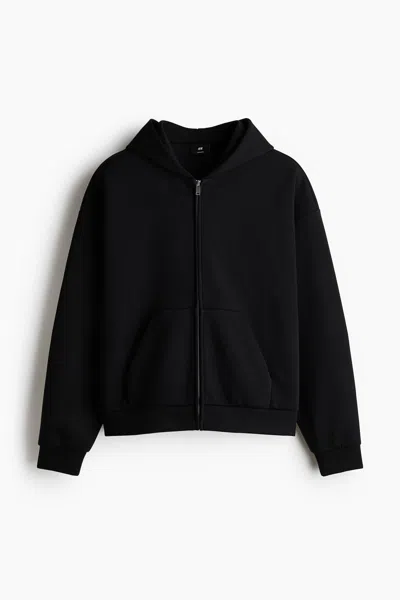 H&m Oversized Interlock Hooded Jacket In Black