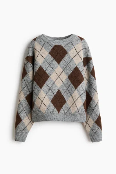 H&m Oversized Knit Sweater In Gray