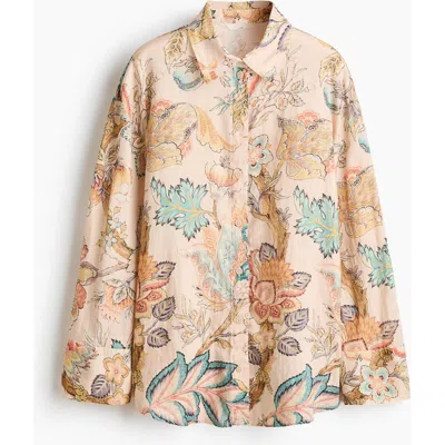 H&m Oversized Linen Shirt In Brown