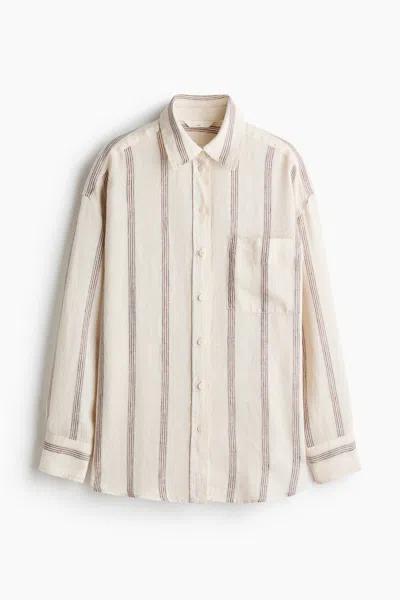 H&m Oversized Linen Shirt In Pink