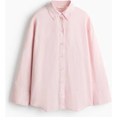 H&m Oversized Linen Shirt In Pink