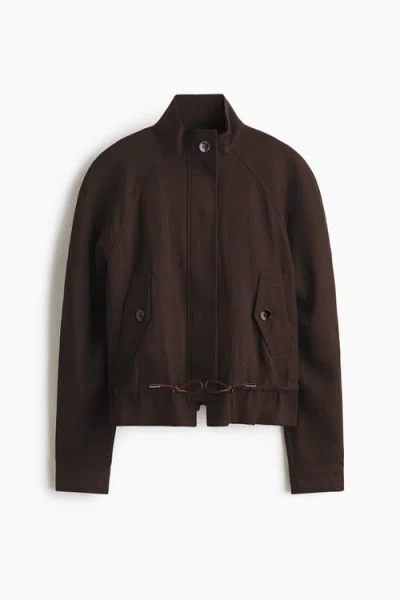 H&m Oversized Linen-blend Jacket In Brown