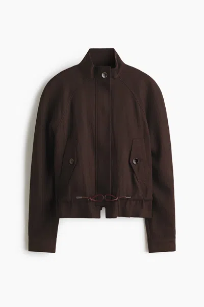 H&m Oversized Linen-blend Jacket In Brown