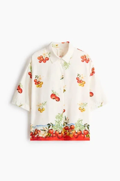 H&m Oversized Linen-blend Shirt In White