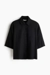 H&m Oversized Linen-blend Shirt In Black